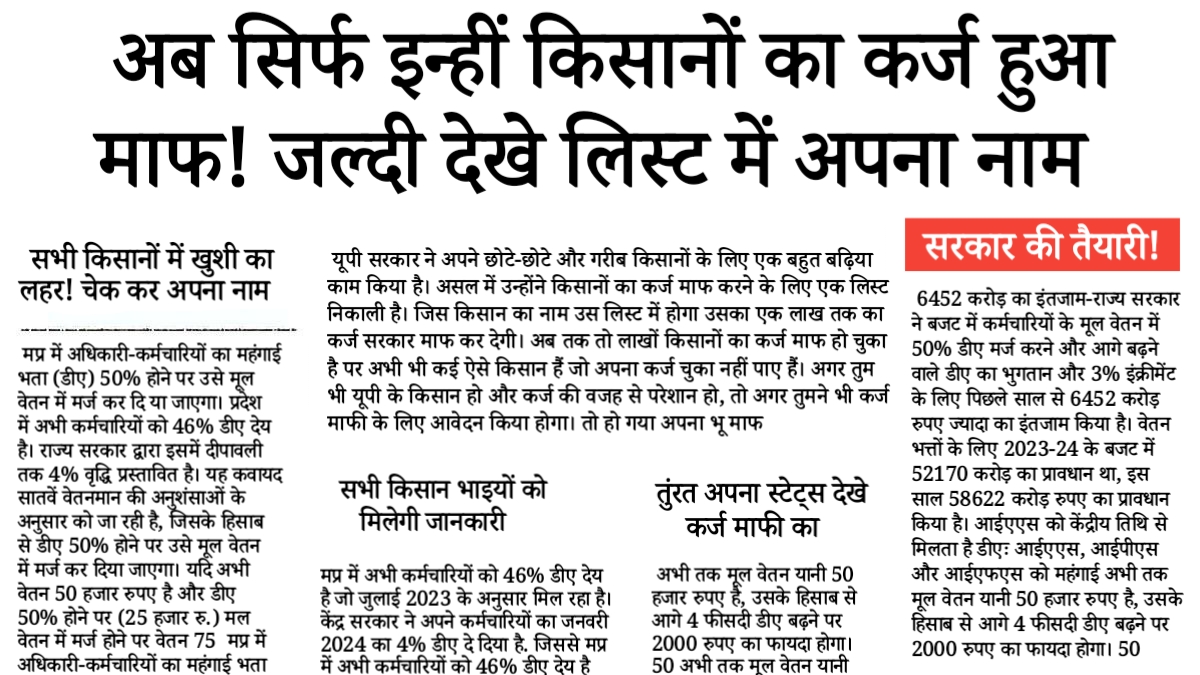 Kisan Karj Mafi List